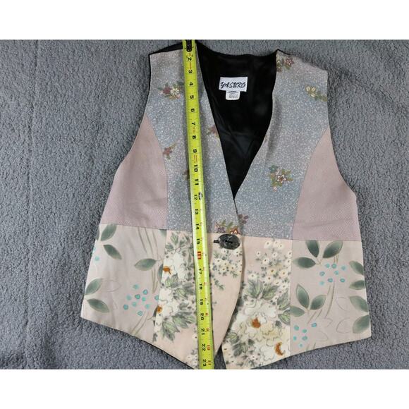 Yasuko Womens Vest Small Medium Kimono Silk Floral Patch Work Vintage Japan USA - Picture 6 of 8